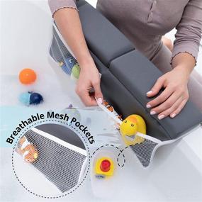 img 2 attached to 🛁 Cuddling Baby Bath Kneeler and Elbow Rest Pad, 2 Piece Set, Enhanced Knee and Body Protection with Non-Slip Base, Spacious Toy and Bath Accessory Pocket Storage, Convenient Compact Foldable Cushion Design