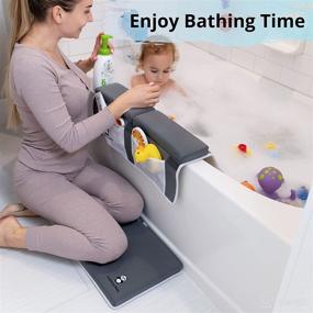 img 3 attached to 🛁 Cuddling Baby Bath Kneeler and Elbow Rest Pad, 2 Piece Set, Enhanced Knee and Body Protection with Non-Slip Base, Spacious Toy and Bath Accessory Pocket Storage, Convenient Compact Foldable Cushion Design