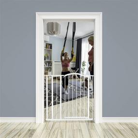 img 2 attached to 🚪 Ozzy & Kazoo Extra Tall Deluxe Walk-Through Arch Dog Gate, White Metal Dog Gate for Doorways and Stairways, Fits Openings 28.75-39.75” Wide, 36” Tall