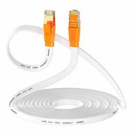 cat 8 ethernet cable 6 ft,high speed flat internet network lan cable,faster than cat7/cat6/cat5 network,durable patch cord with gold plated rj45 connector for xbox,ps4,router, modem,gaming,hub-white logo