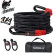 🚚 autodunk 3/4" x 20' kinetic recovery & tow rope (18,700lbs) + 2 soft shackles (18,700lbs) offroad recovery kit for 4wd trucks, suvs, atvs, utvs - black logo