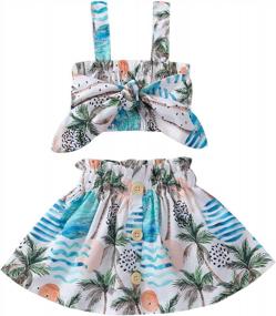 img 4 attached to Stylish Summer Outfit For Toddler Girls: Ruffle Strap Top & Boho Floral Skirt Two Piece Set