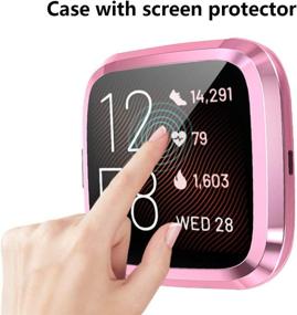 img 3 attached to 📱 (3 Pack) Orzero Compatible for Fitbit Versa 2 Screen Protector Case Full Body Cover - Clear/Pink, Scratch Resistant, Shock Absorbing, Ultra Slim Protective