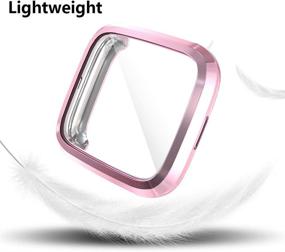 img 2 attached to 📱 (3 Pack) Orzero Compatible for Fitbit Versa 2 Screen Protector Case Full Body Cover - Clear/Pink, Scratch Resistant, Shock Absorbing, Ultra Slim Protective