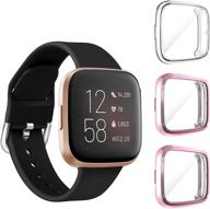 📱 (3 pack) orzero compatible for fitbit versa 2 screen protector case full body cover - clear/pink, scratch resistant, shock absorbing, ultra slim protective logo