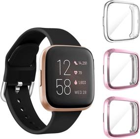 img 4 attached to 📱 (3 Pack) Orzero Compatible for Fitbit Versa 2 Screen Protector Case Full Body Cover - Clear/Pink, Scratch Resistant, Shock Absorbing, Ultra Slim Protective