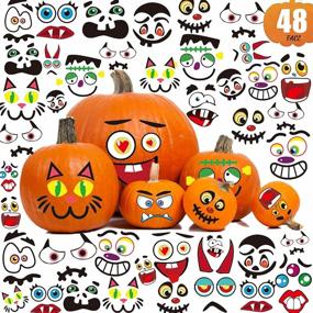 img 4 attached to Spooky Fun For Kids: 48 Pack Halloween Pumpkin Stickers For Adorable Decorations