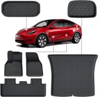 🚗 2021-2022 tesla model y floor mats and truck cargo liner set - all weather accessories, 6-piece full set with 100% odor-free feature logo