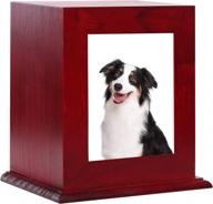 pet memorial urn with photo frame and keepsake box - ideal for cats and dogs - burly wood cremation urn with acrylic glass photo protector for pet lovers - funeral casket supplies logo