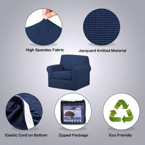 img 1 attached to Navy Spandex Armchair Cover With High Stretch And Rich Textured Knitted Jacquard Fabric - 2-Piece Sofa Chair Slipcover Furniture Protector For Chairs, Perfect For Small Checks Homes - H.VERSAILTEX