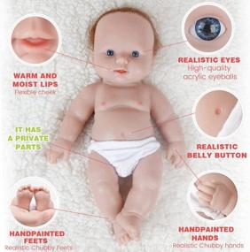 img 2 attached to IVITA 12In Full Silicone Baby Doll With Hair - Soft Realistic Reborn Boy Doll