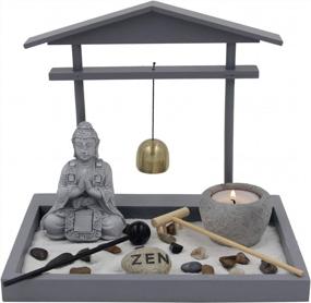 img 4 attached to DharmaObjects Buddha Zen Garden Tea Light Candle Holder Set (Gray Bell Buddha)