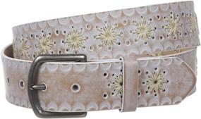 img 1 attached to 🌸 Vintage Leather Women's Accessories - Belts with Snap Flower Embossing