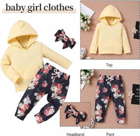 img 2 attached to Baby Girl Clothes, Flower Hoodie Sweatshirt&Pant With Headband, Toddler Girls Fall Winter Outfits Clothes Set