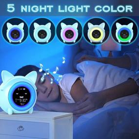 img 2 attached to USAOSHOP Kids Alarm Clock For Kids, Toddlers Alarm Clock Sleep Training Clock With Night Light, Sound Machine, Nap Timer, Snooze, Indoor Temperature, Digital Wake Up Clock For Boys Girls Bedroom