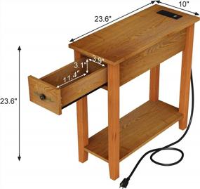 img 2 attached to Multi-Functional Walnut End Table With Charging Station And Storage For Small Spaces