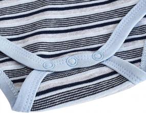 img 2 attached to Adorable Blue Striped Baby Bodysuit For Boys - 100% Cotton, Long Sleeves, Ages 3-24 Months