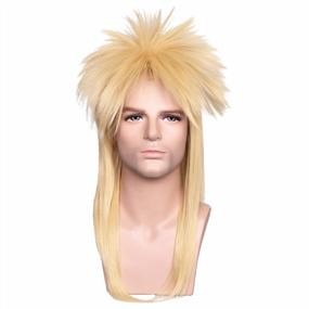 img 4 attached to Мужской парик в стиле рокер 80-х, блонд, длинный прямой парик ColorGround