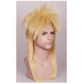 img 1 attached to Мужской парик в стиле рокер 80-х, блонд, длинный прямой парик ColorGround