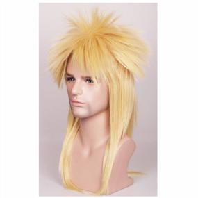 img 3 attached to Men'S 80S Rocker Style Blonde Wig - ColorGround Long Straight Hairpiece