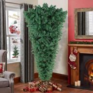 перевернутая рождественская елка - 7 футов с 1100 наконечниками веток и складной подставкой для внутреннего и наружного декора логотип