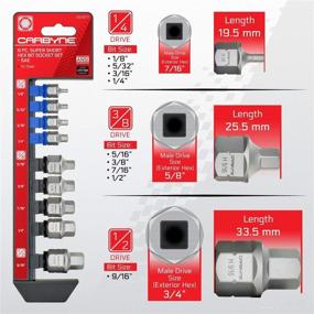 img 3 attached to 🔧 Ultimate Precision and Durability: CARBYNE Super Short Hex Bit Socket Set - 9 Piece - SAE, 1/8" to 9/16", S-2 Steel