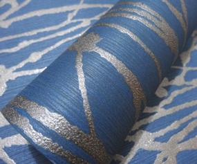 img 2 attached to QIHANG Modern Minimalist Curve Striped Wallpaper Tree Patterns Non-Woven Roll Blue&Gray 0.53M X 10M 5.3㎡ 57 Sq.Ft