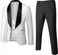 mens 3 piece slim fit jacquard tuxedo shawl lapel suit for wedding prom - uninukoo logo