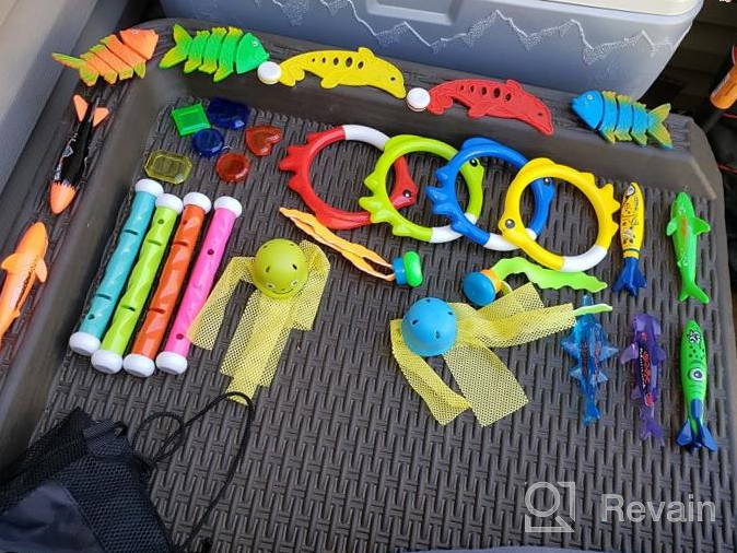 img 1 attached to 🏊 Chuchik Diving Toys Set - 40 Pack of Pool Toys for Kids, Including 4 Diving Sticks, 4 Diving Rings, 6 Pirate Treasures, 3 Toypedo Bandits, 9 Fish Toys, 4 Octopus - Water Toys with Storage Net Bag review by Freddy Hammonds