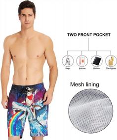 img 3 attached to Men'S 3D Swim Trunks: Quick Dry, Summer Boardshorts With Elastic Waist And Pocket Drawstring