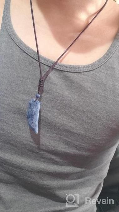 img 1 attached to Stylish COAI Wolf Tooth Necklace With Healing Crystal For Men review by Kristy Lamoreaux