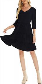 img 2 attached to Elegant Women'S V Neck 3/4 Sleeve Tiered Ruffled Babydoll Dress For Fall Weddings & Casual Events