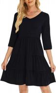 elegant women's v neck 3/4 sleeve tiered ruffled babydoll dress for fall weddings & casual events logo