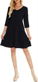 img 1 attached to Elegant Women'S V Neck 3/4 Sleeve Tiered Ruffled Babydoll Dress For Fall Weddings & Casual Events