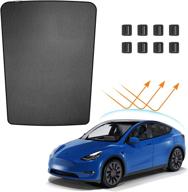 🌞 tesla model y sunroof top window sunshade - black glass roof sunshade | compatible for model y логотип