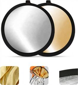 img 1 attached to Soonpho 11”/30Cm Light Reflector Diffuser, 2-In-1 Portable Collapsible Round Multi Disc With Bag For Phone Selfies, TikTok And Food, Jewelry, Cosmetics, Small Products Photography- Silver, Gold