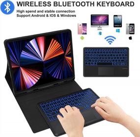 img 2 attached to Detachable Keyboard Case With Smart Trackpad And Pencil Holder For IPad Pro 12.9 Ins - 7 Color Backlit- Compatible With 3Rd, 4Th, 5Th & 6Th Gen - KVAGO Black IPad Pro 12.9 Case With Keyboard 2022
