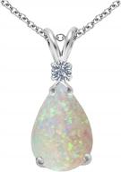 voss+agin ladies lab created opal and genuine diamond pear drop pendant in sterling silver, 18'' sterling silver chain with spring clasp logo