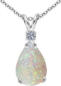 img 3 attached to Voss+Agin Ladies Lab Created Opal And Genuine Diamond Pear Drop Pendant In Sterling Silver, 18'' Sterling Silver Chain With Spring Clasp