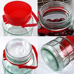 img 2 attached to 🏺 32oz Glass Jars with Airtight Lids, 1L Mason Jars with Handle, Wide Mouth Jars with Plastic Lids for Dry Food Storage, Pickling, Kitchen Canister, Fermenting, Sun Tea, Kombucha, Kefir, Water Storing, Canning Jars - Pack of 6