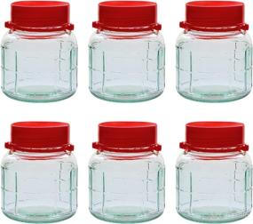 img 4 attached to 🏺 32oz Glass Jars with Airtight Lids, 1L Mason Jars with Handle, Wide Mouth Jars with Plastic Lids for Dry Food Storage, Pickling, Kitchen Canister, Fermenting, Sun Tea, Kombucha, Kefir, Water Storing, Canning Jars - Pack of 6