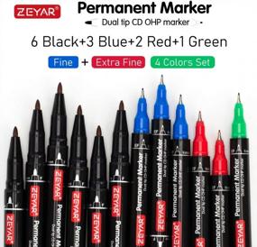 img 2 attached to ZEYAR 12 Pack Twin Tip Permanent Markers, CD/DVD Markers With Ultra Fine Point And Fine Point For Signature And Marking (4 Colors)