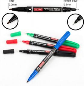 img 1 attached to ZEYAR 12 Pack Twin Tip Permanent Markers, CD/DVD Markers With Ultra Fine Point And Fine Point For Signature And Marking (4 Colors)