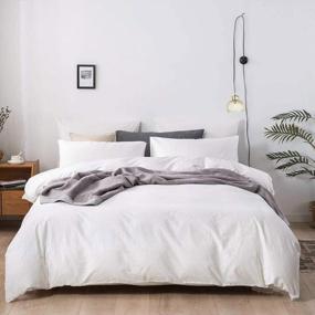 img 1 attached to Modern Style Queen White Duvet Cover Set - 90X90 Soft Bedding With Convenient Zipper And Ties - 3 Pieces For Ultimate Comfort - Ideal For Men And Women