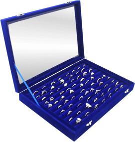 img 4 attached to Ring Organizer Display Case ~ 11 Rows Multiple Ring Holder ~ Jewelry Tray Organizer With Studs ~ Ring & Earring Holder Storage Box For Shows With Transparent Lid (Blue)