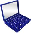 ring organizer display case ~ 11 rows multiple ring holder ~ jewelry tray organizer with studs ~ ring & earring holder storage box for shows with transparent lid (blue) logo