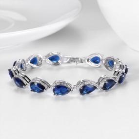 img 1 attached to SELOVO Wedding Bridal Teardrop Chain Link Cubic Zirconia Silver Tone Bracelet