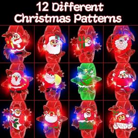 img 2 attached to Набор из 12 вращающихся светодиодных браслетов AMENON Fidget: рождественские чулки, светящиеся игрушки, сувениры для вечеринок и светящиеся в темноте товары для детей — 12 стилей для веселой рождественской вечеринки!