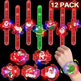 img 4 attached to 12-Pack AMENON Rotating Fidget LED Bracelets: Christmas Stocking Stuffers, Flashing Light-Up Toys, Party Favors, And Glow-In-The-Dark Supplies For Kids - Featuring 12 Styles For Christmas Party Fun!