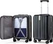 20in spinner luggage with wheels & front opening tsa aluminum frame pc hardside rolling suitcases travel bag - hanke carry on built-in logo